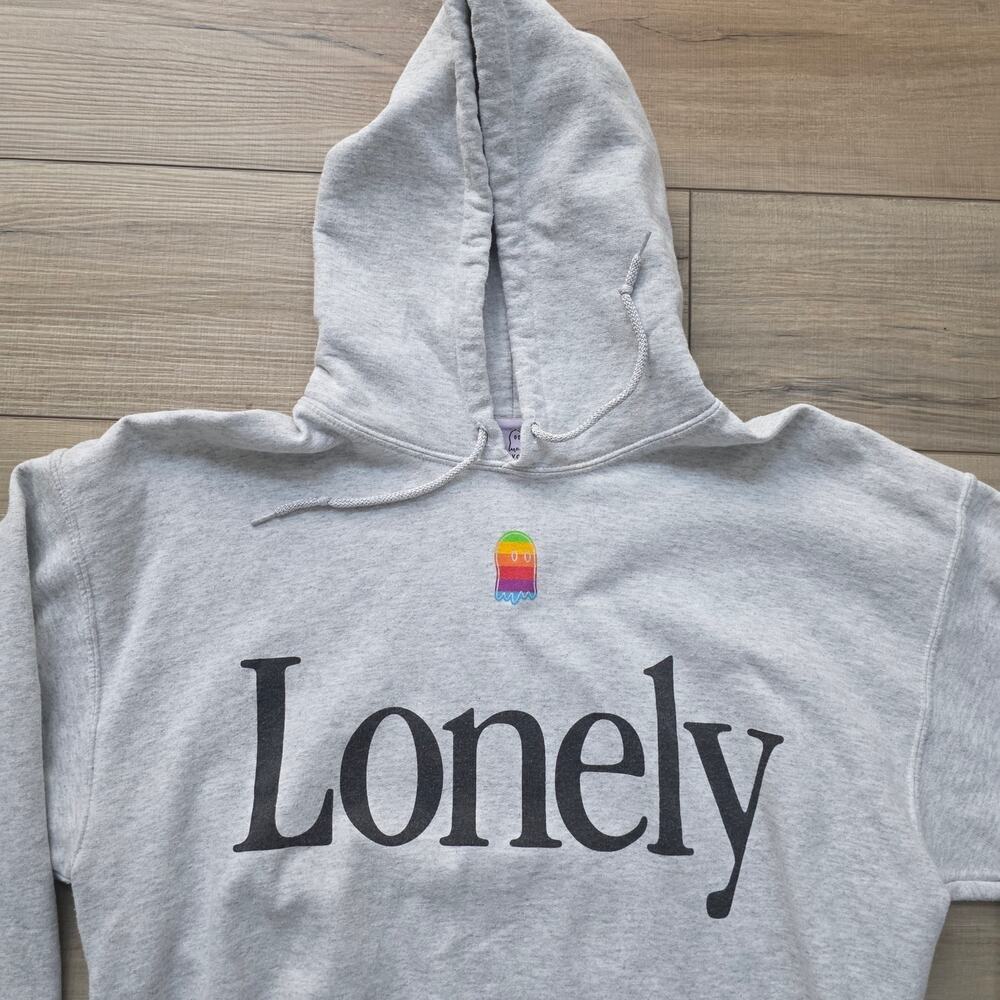 Lonely Ghost The Apple Hoodie Heathered Gray Graphic Print Unisex Sz Large - Picture 8 of 10